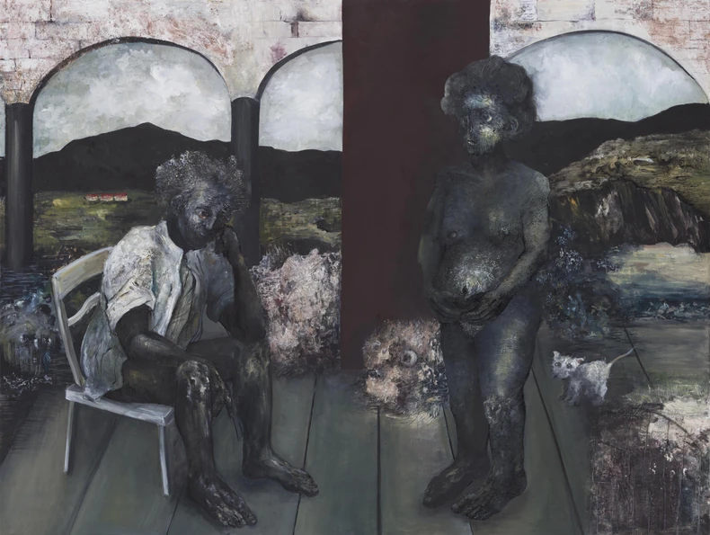 Mramor u vrtu (2018, komb. tehnika na platnu, 150x200cm), Kristina Pirković