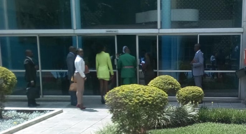 Singer Akothee at parliament with Nominated MP David Sankok