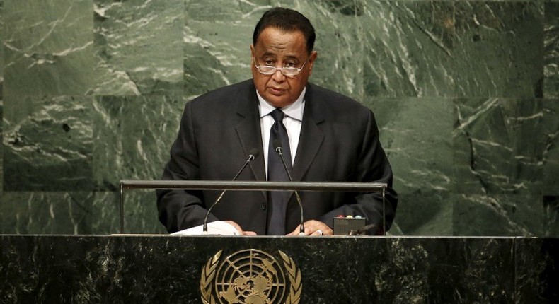 Ibrahim Ghandour, Foreign Minister of Sudan, addresses attendees during the 70th session of the United Nations General Assembly at U.N. Headquarters in New York, October 2, 2015. REUTERS/Mike Segar