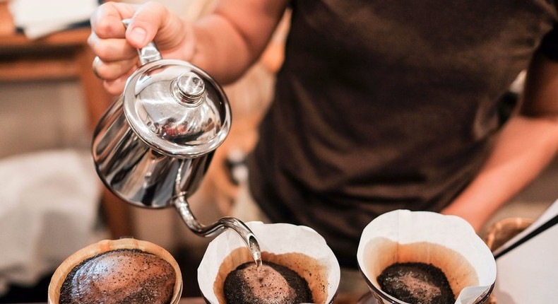 Brew your coffee — but don't drink it yet.