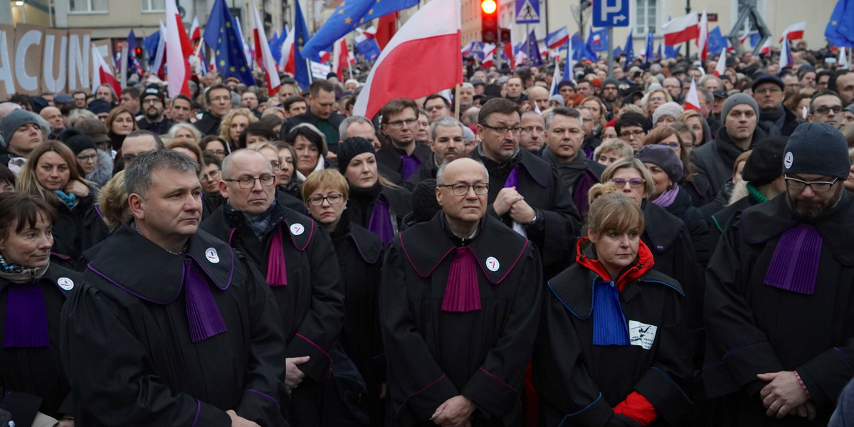 Warszawa, styczeń 2020. Protest sędziów w obronie zasad praworządności w Polsce