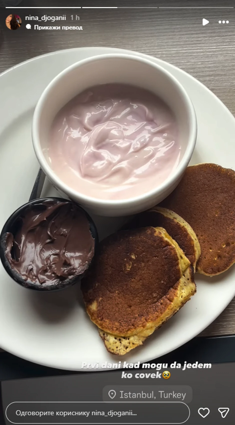 Nina Đogani obrok nakon operacije