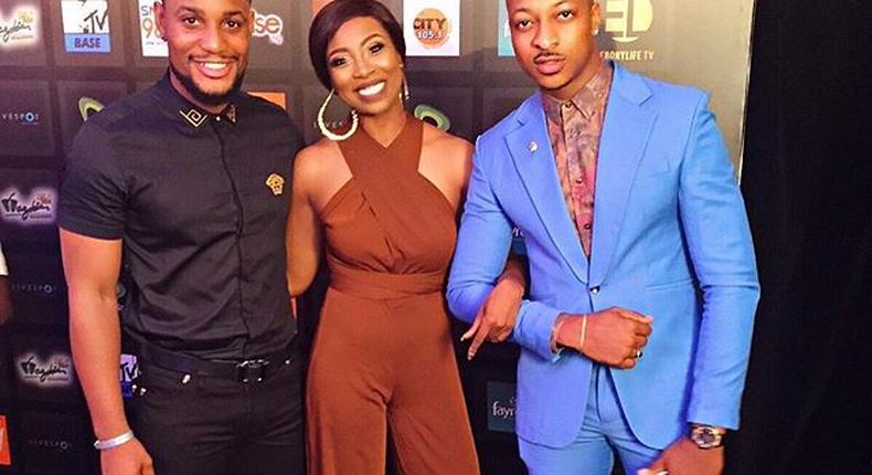 Alexx Ekubo, Bolanle Olukanni and IK Ogbonna on the red carpet