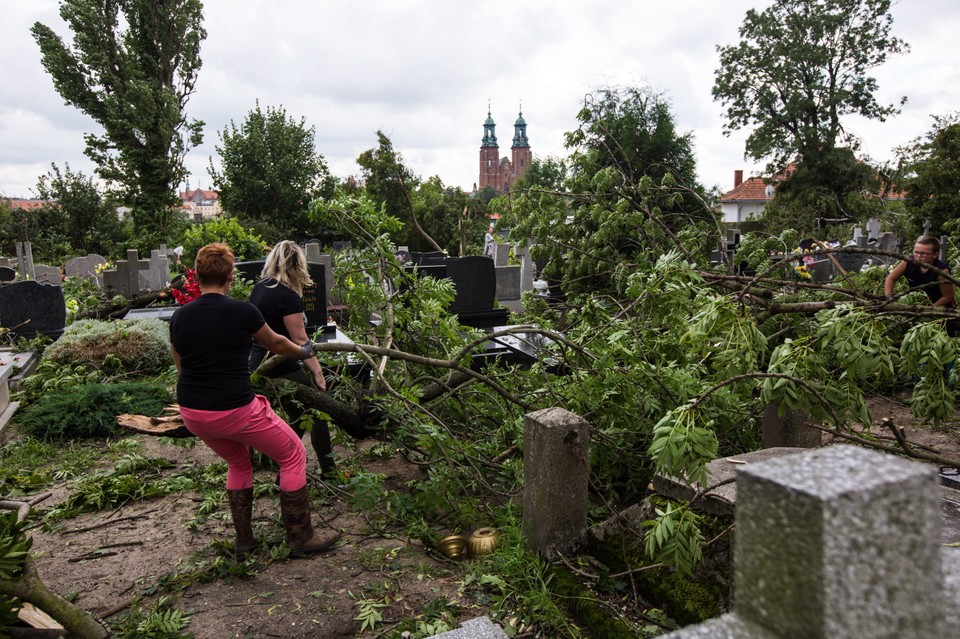 GNIEZNO CMENTARZ ZNISZCZENIA PO NAWAŁNICY (zniszczenia na cmentarzu)