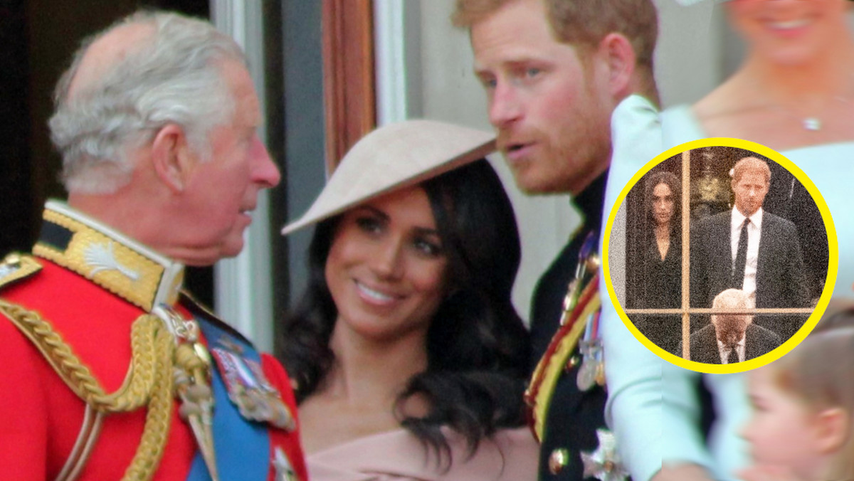 Król Karol III, księżna Meghan i książę Harry