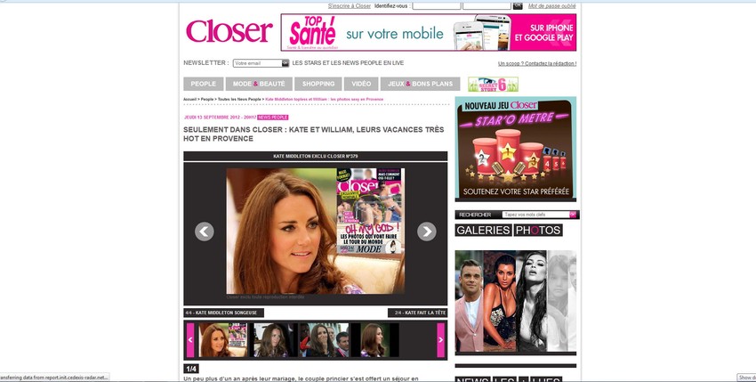 Naslovna strana francuskog magazina "Closer": Kliknite za uvećanje (+)