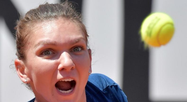 Simona Halep in action in the final of the 2017 Italian Open