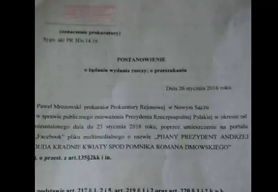 Prokuratura przeszukała mieszkanie autora filmiku o Andrzeju Dudzie i zabrała komputer. Śmieszkowanie się skończyło?