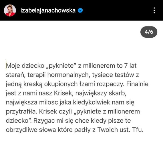 List otwarty Izabeli Janachowskiej