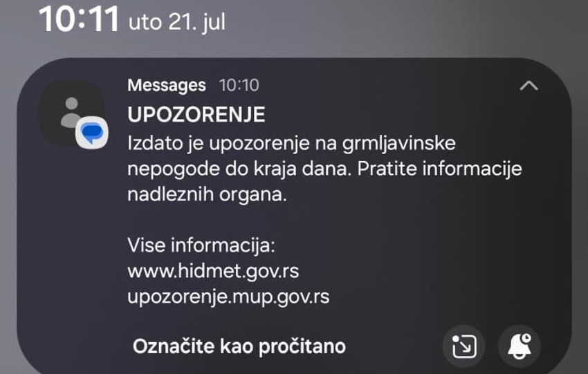 Rhmz hitno upozorenje