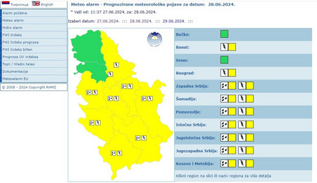 Sutra takođe nestabilno vreme zbog čega je u većem delu zemlje žuti meteo alarm