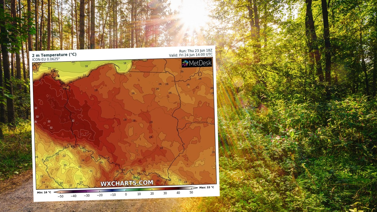 Pogoda na piątek, 24 czerwca. Temperatura wystrzeli. Tylko lokalnie popada