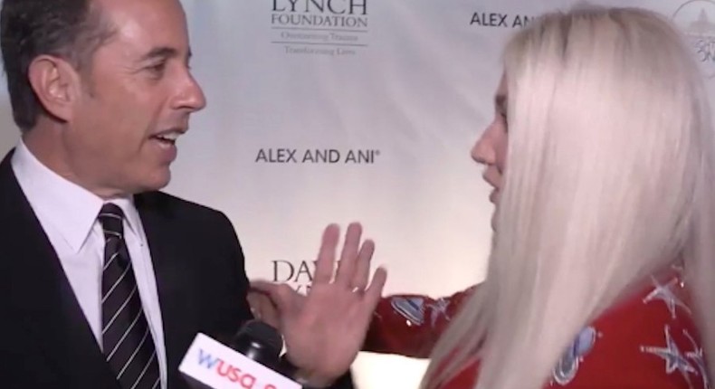 Jerry Seinfeld and Kesha at the David Lynch Foundation’s National Night of Laughter and Song on June 5.