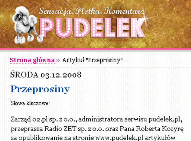 Plotkarski Pudelek przeprasza Radio ZET