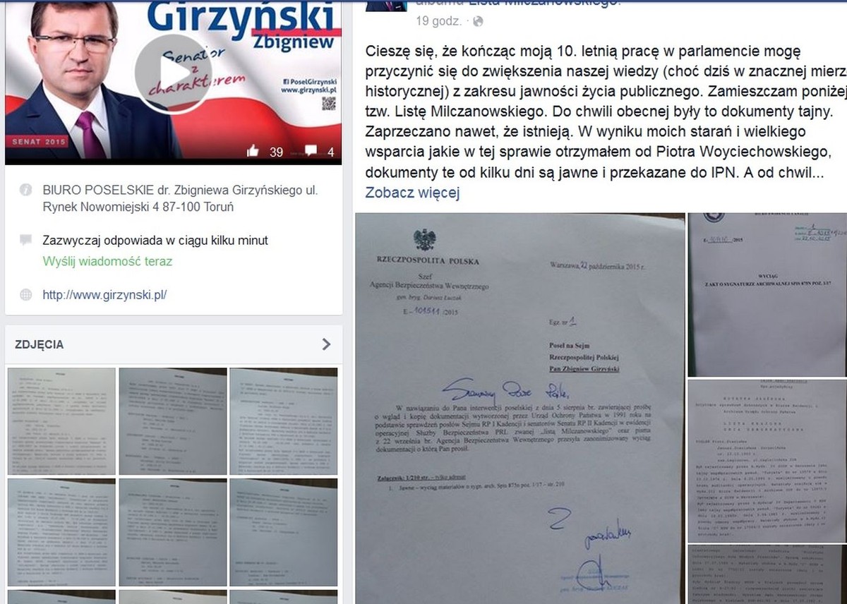 Profil Zbigniewa Girzyńskiego na Facebooku