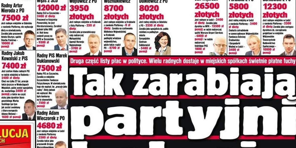 Lista płac partyjnej kliki