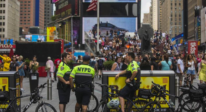 A Dirt Bike Pops, and 'Run, Hide, Fight' Comes to Times Square