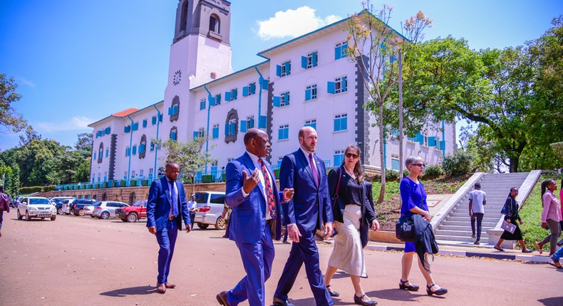 US Ambassador Popp arriving at Makerere for the Senteza Kajubi Lecture at Makerere University