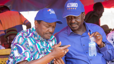 Azimio La Umoja One-Kenya principals Kalonzo Musyoka and Raila Odinga during a campaign rally in Turkana on April 4, 2022.