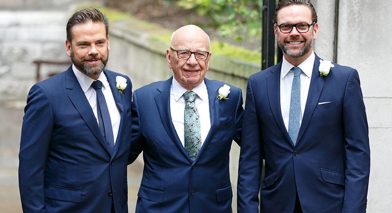 Rupert Murdoch is trying to make sure his son Lachlan (left), controls the company after he's gone. His son James Murdoch (right) is fighting the move in court.Max Mumby/Indigo/Getty Images