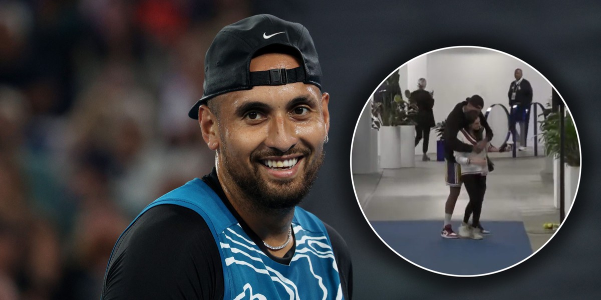 Nick Kyrgios przyłapany z dziewczyną na środku korytarza. 