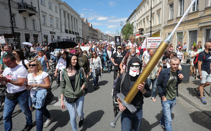 niezadowolonych z dzialan rzadu w sprawie tarczy antykryzysowej i walki z epidemia koronawirusa