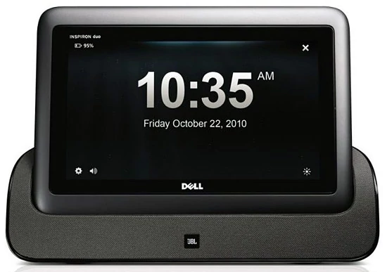 A tak może wyglądać Dell Inspiron Duo zainstalowany w stacji dokującej. Piękny zegar, prawda?