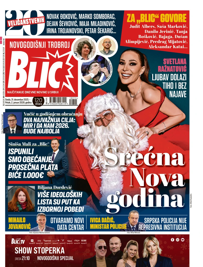 Blic naslovna strana za 31.12.
