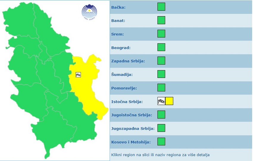 Meteoalarm za sredu i upozorenje na jak vetar u istočnoj Srbiji