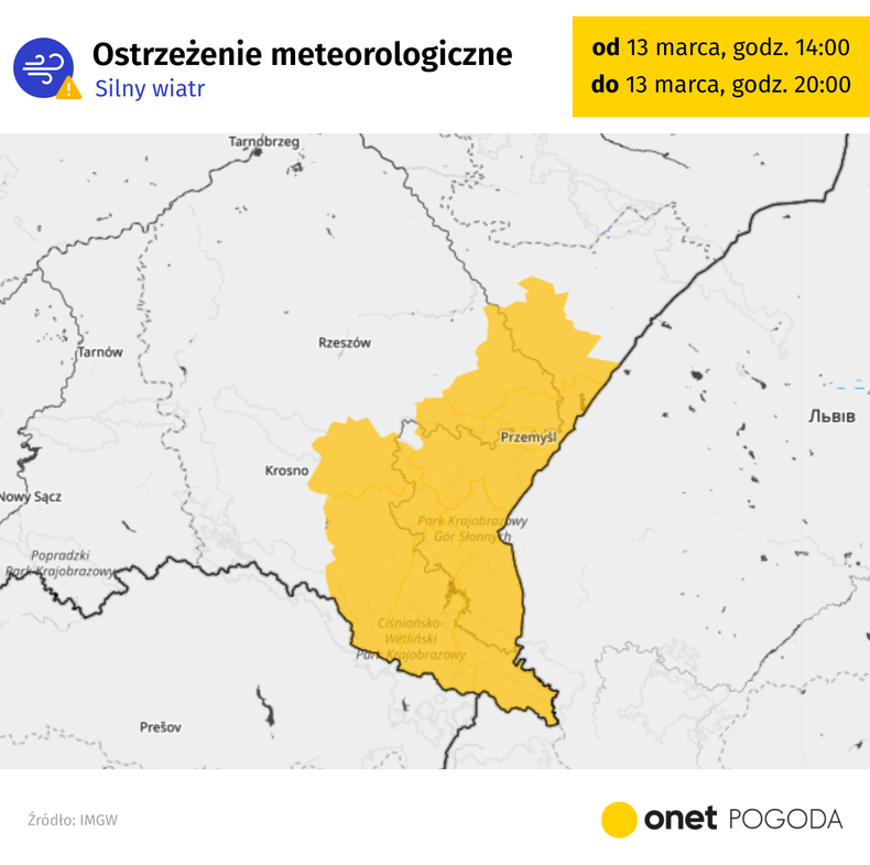 Na krańcach południowo-wschodnich przejściowo powieje dziś silny, porywisty wiatr