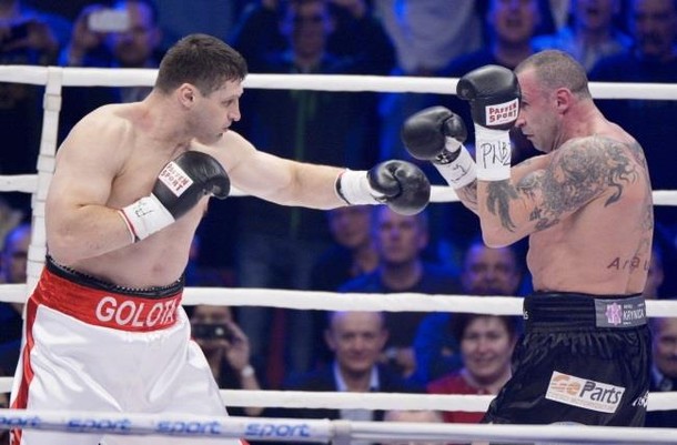 Andrzej Gołota walczy z Przemysławem Saletą podczas gali Polsat Boxing Night, Gdańsk, 2013 r.