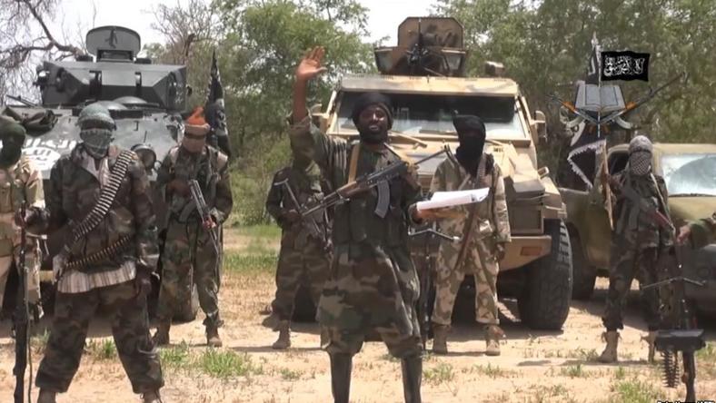 Boko Haram leader, Abubakar Shekau pictured with some of his fighters