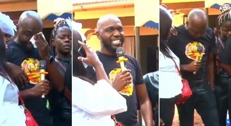 Larry Madowo during the burial of his grandmother