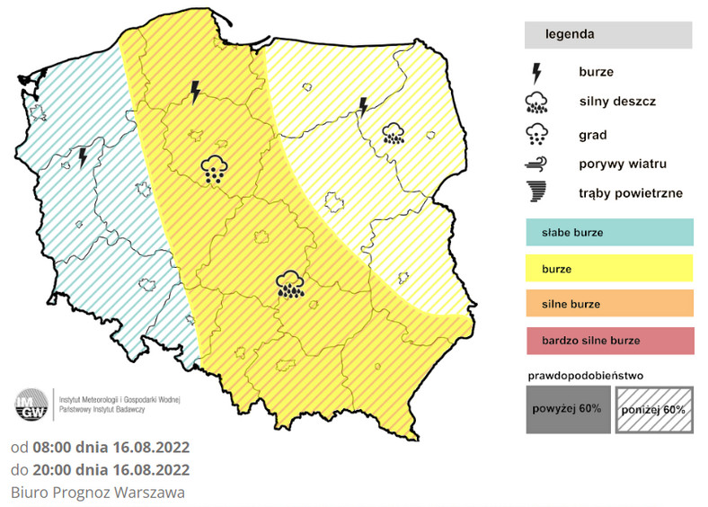 Burze mogą być gwałtowne, zwłaszcza od Pomorza Wschodniego po południowy wschód