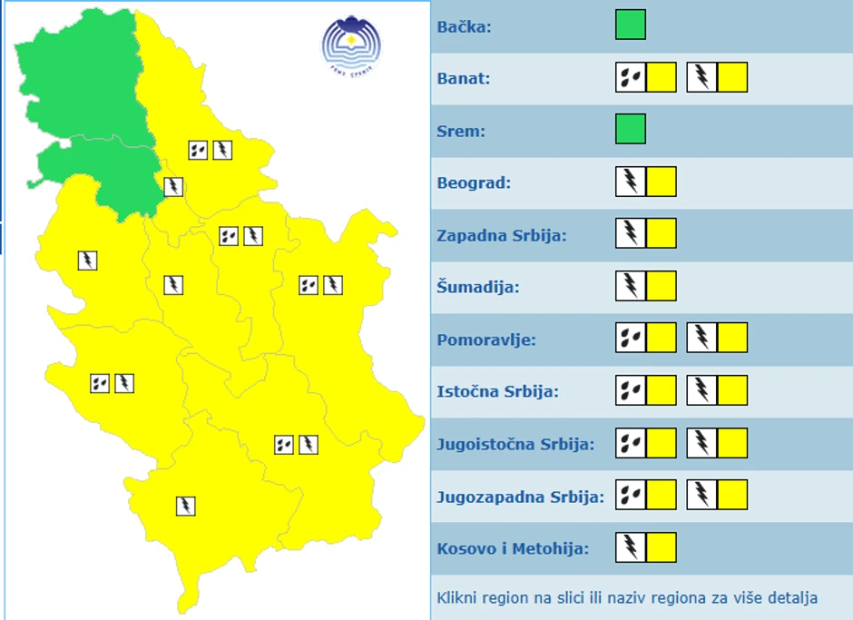 Meteoalarm za subotu, 9. maj