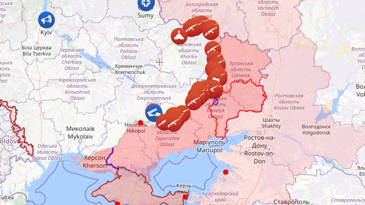 Ukrajina, mapa okupirane teritorije
