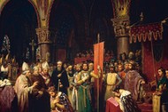 Louis VII takes the banner in the Basilica of Saint -Denis, 1147 by Jean Baptiste Mauzaisse