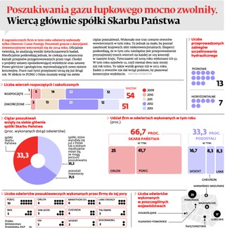 Poszukiwania gazu łupkowego mocno zwolniły. Wiercą głównie spółki Skarbu Państwa