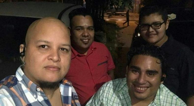 Honduran journalist Igor Padilla (L) was shot dead by men in police uniforms, according to a cameraman with the reporter