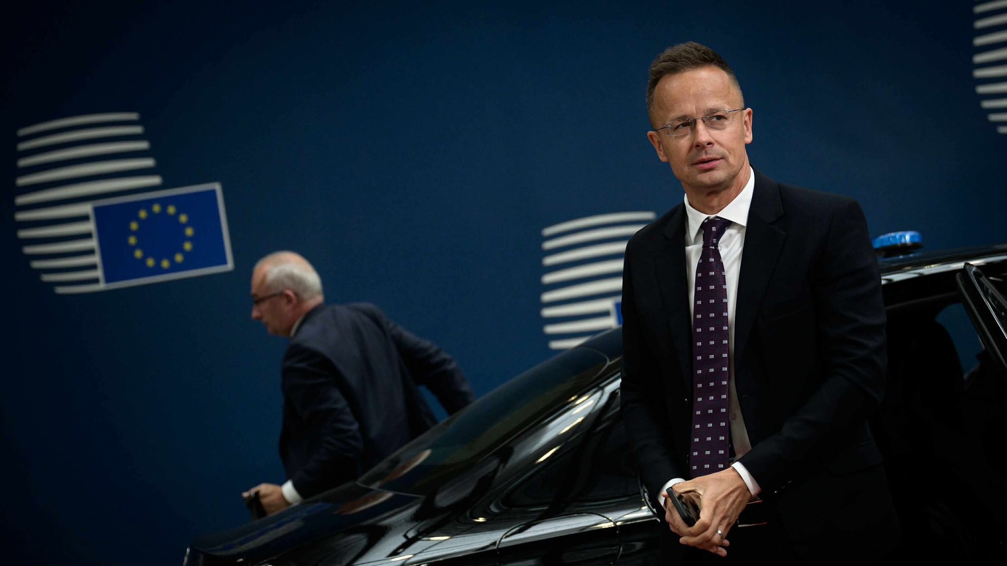 Maďarský minister zahraničných vecí Péter Szijjártó na stretnutí v Bruseli.