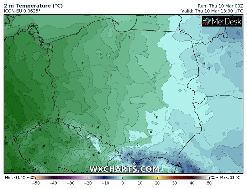 Na wschodzie przez cały dzień będzie trzymał słaby mróz