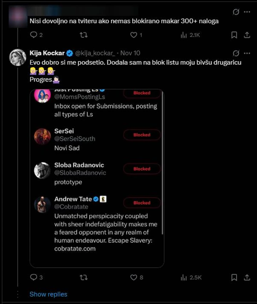 KIJA KOCKAR OBJAVILA BLOK LISTU Oglasila se u jeku skandala sa Kaćom Živković, na spisku bila samo OVA TRI IMENA, a onda dodala i bivšu drugaricu