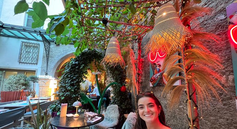 The author on the St. Peter Stiftskulinarium's patio lounge.Alexandra Lacouture