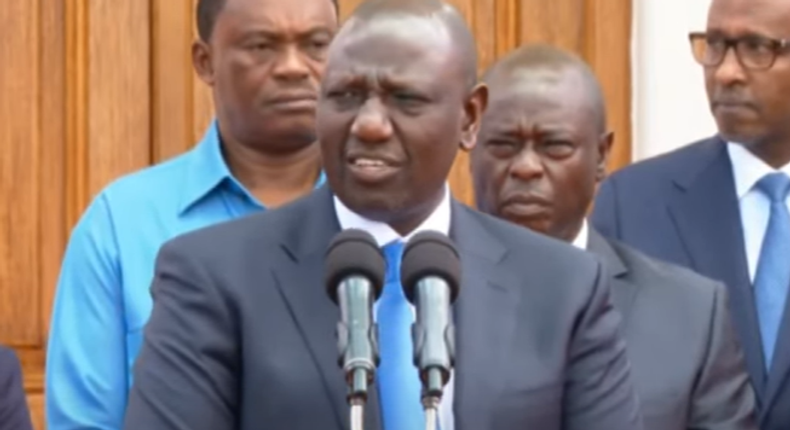 President William Ruto speaking before flagging off relief food to famine-stricken families in various parts of the country at State House on September 26, 2022