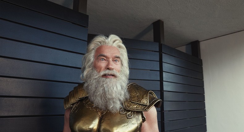 Arnold Schwarzenegger plays Zeus in an upcoming Super Bowl ad for the electric BMW iX SUV.