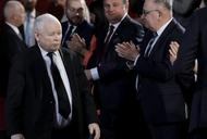 Prezes Prawa i Sprawiedliwości Jarosław Kaczyński podczas spotkania z mieszkańcami Gliwic