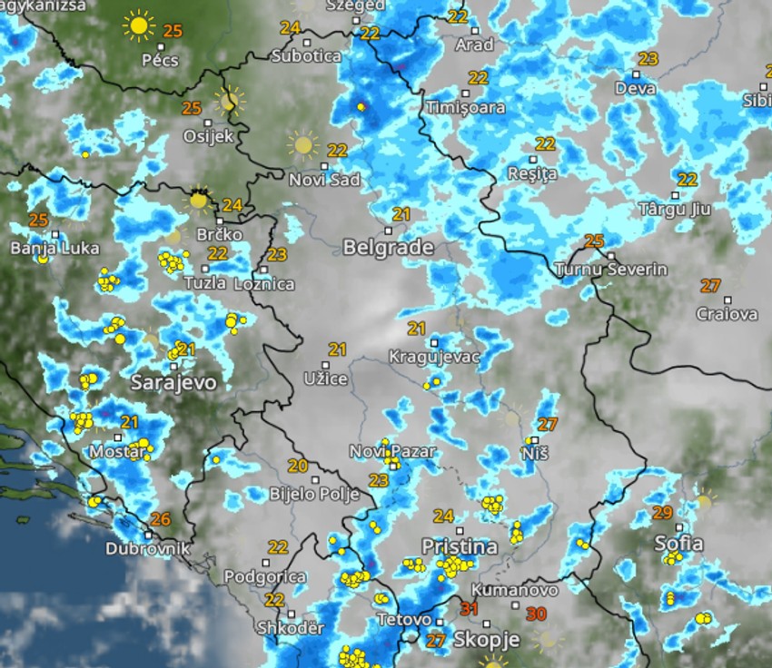 Kretanje nevremena u 14 sati