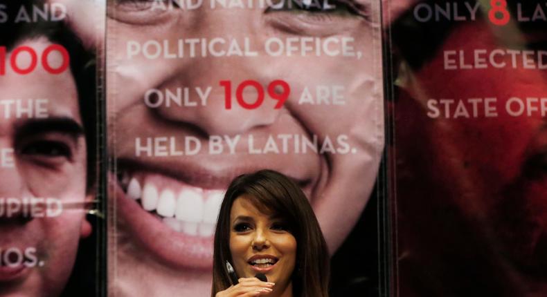 Actress Eva Longoria speaks at an event launching The Latino Victory Project, a Latino political action committee, at the National Press Club in Washington, Monday, May 5, 2014.