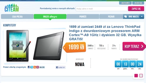 Oferty z Allegro generują kilkanaście procent ruchu na Citeam