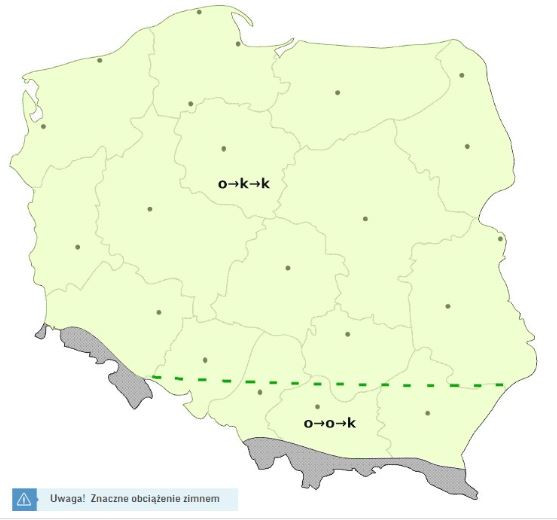 Biometeorologiczna ocena pogody prognozowanej na 27.02.2023. Źródło: IMGW-PIB